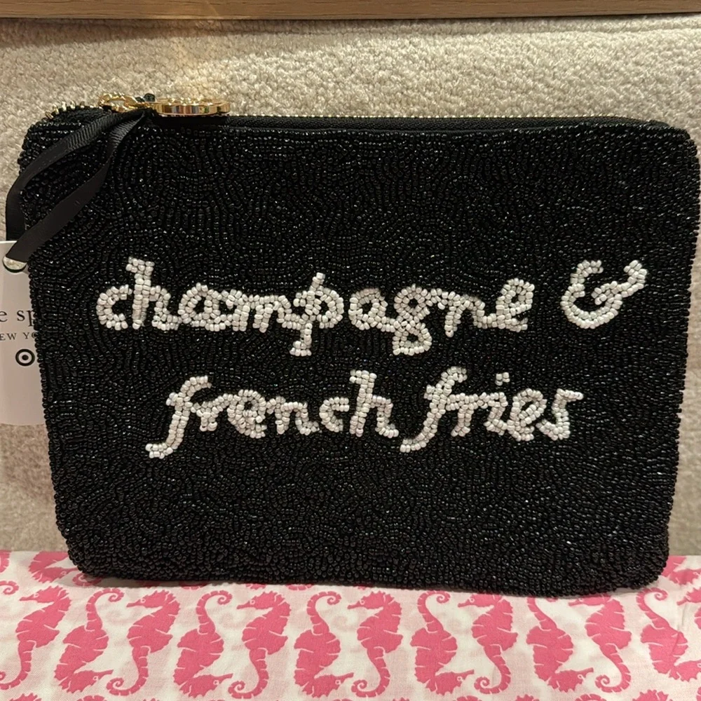 KATE SPADE x Target Beaded Black Clutch Champagne and French Fries NWT - Picture 5 of 7